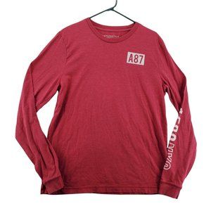 Aeropostale Shirt Men's Long Sleeve Crew Neck Pullover Tee Red Large